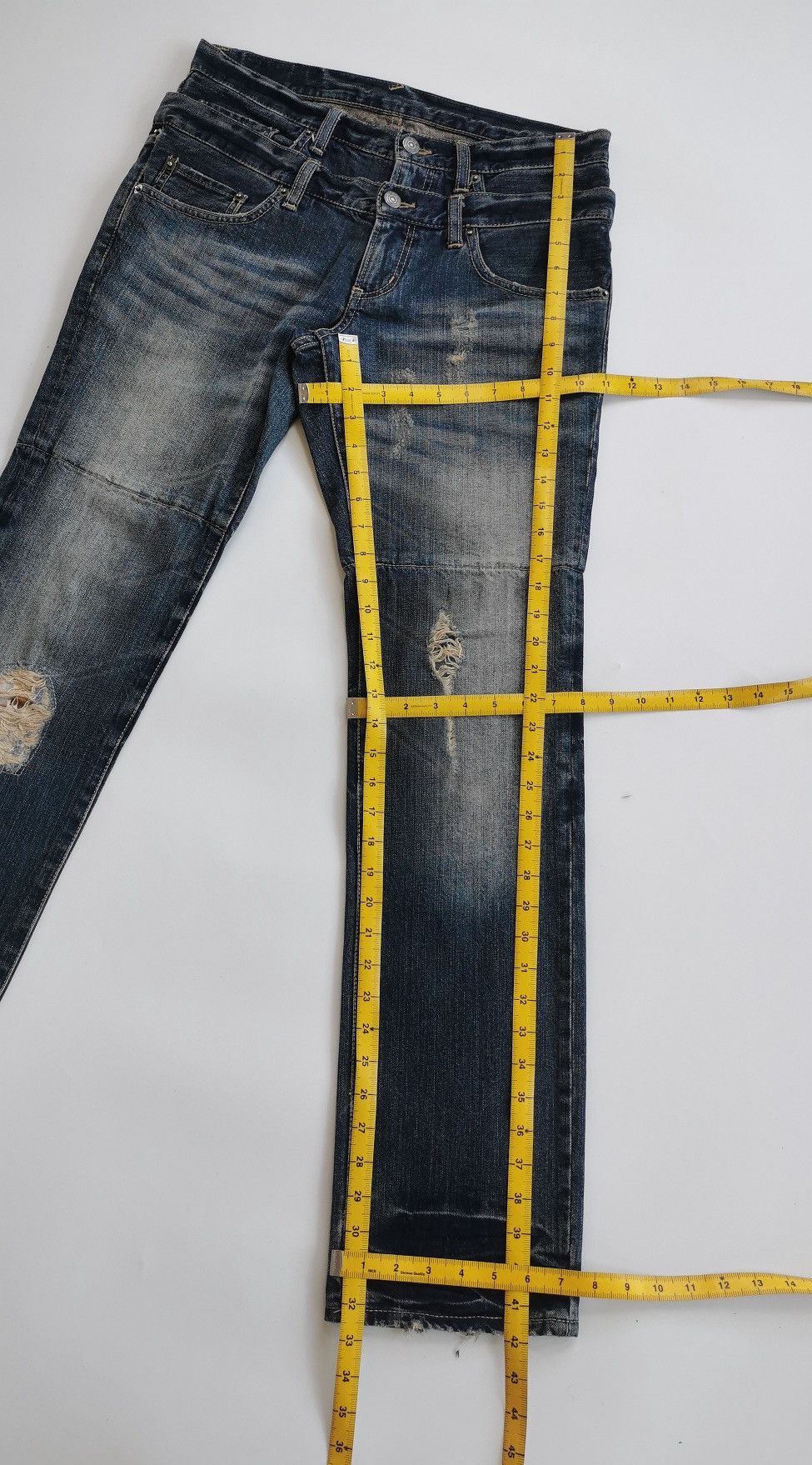 PPFM × The Smiths PPFM Double Waist Patchwork Distressed Denim Jeans Size US 32 / EU 48 - 16 Thumbnail