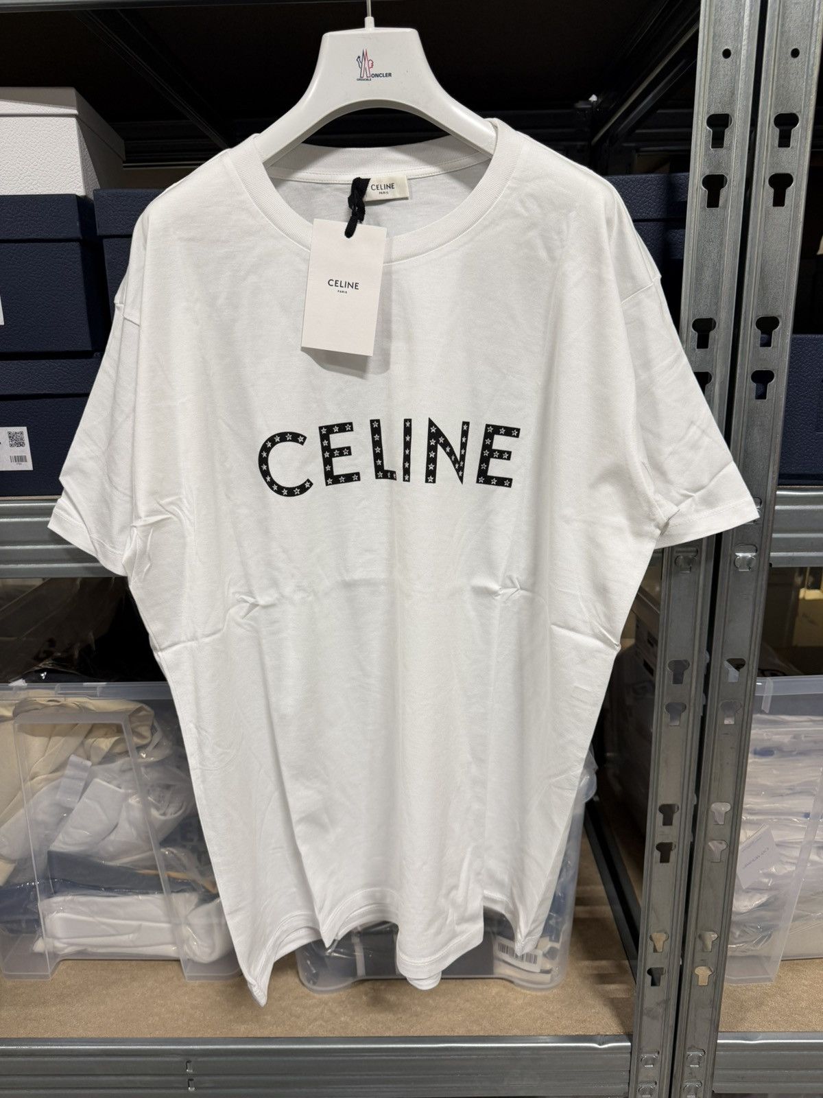 Celine Celine Paris Crystal Studded Logo T-Shirt NEW 900$ Size US M / EU 48-50 / 2 - 1 Thumbnail