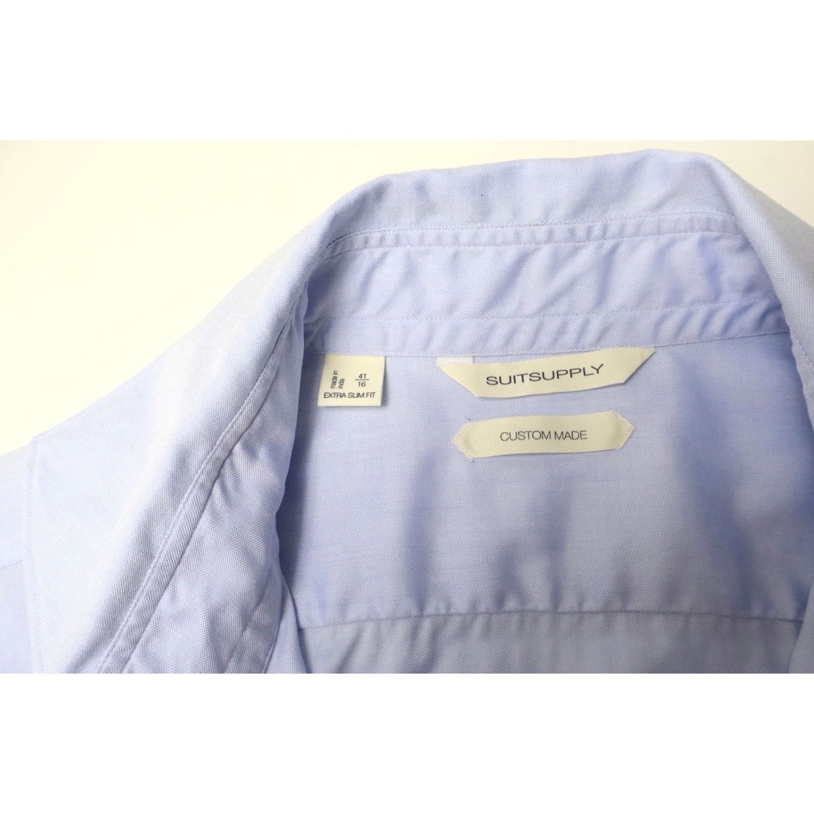 Suitsupply SUITSUPPLY Formal Shirt Men's Custom Made Extra Slim Fit Long Sleeve Blue 41/16 Size 42R - 7 Thumbnail
