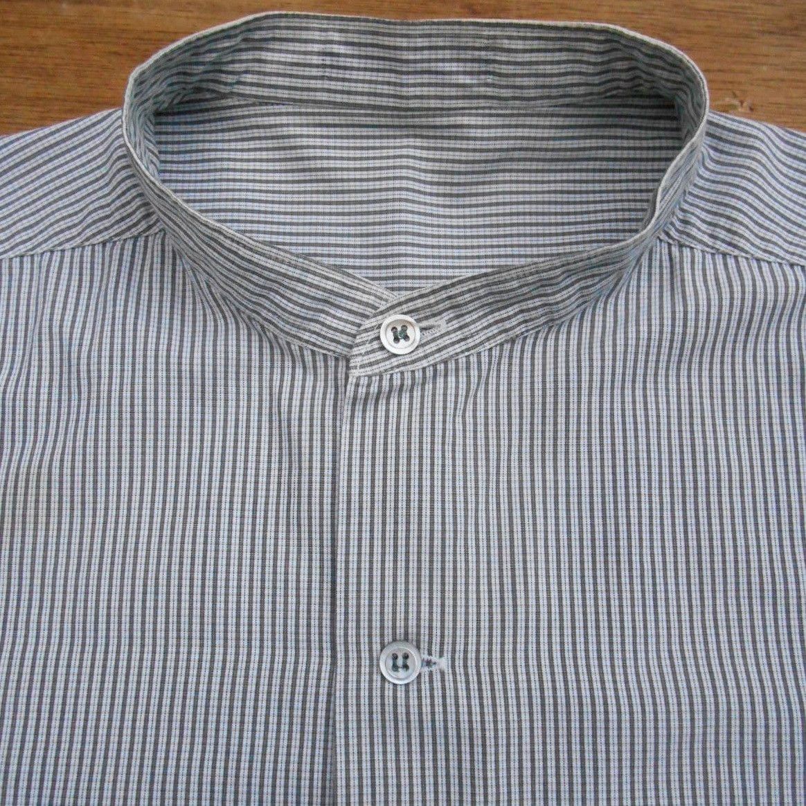 Yohji Yamamoto Y's For Men Striped Stand Collar Shirt Size US L / EU 52-54 / 3 - 3 Thumbnail