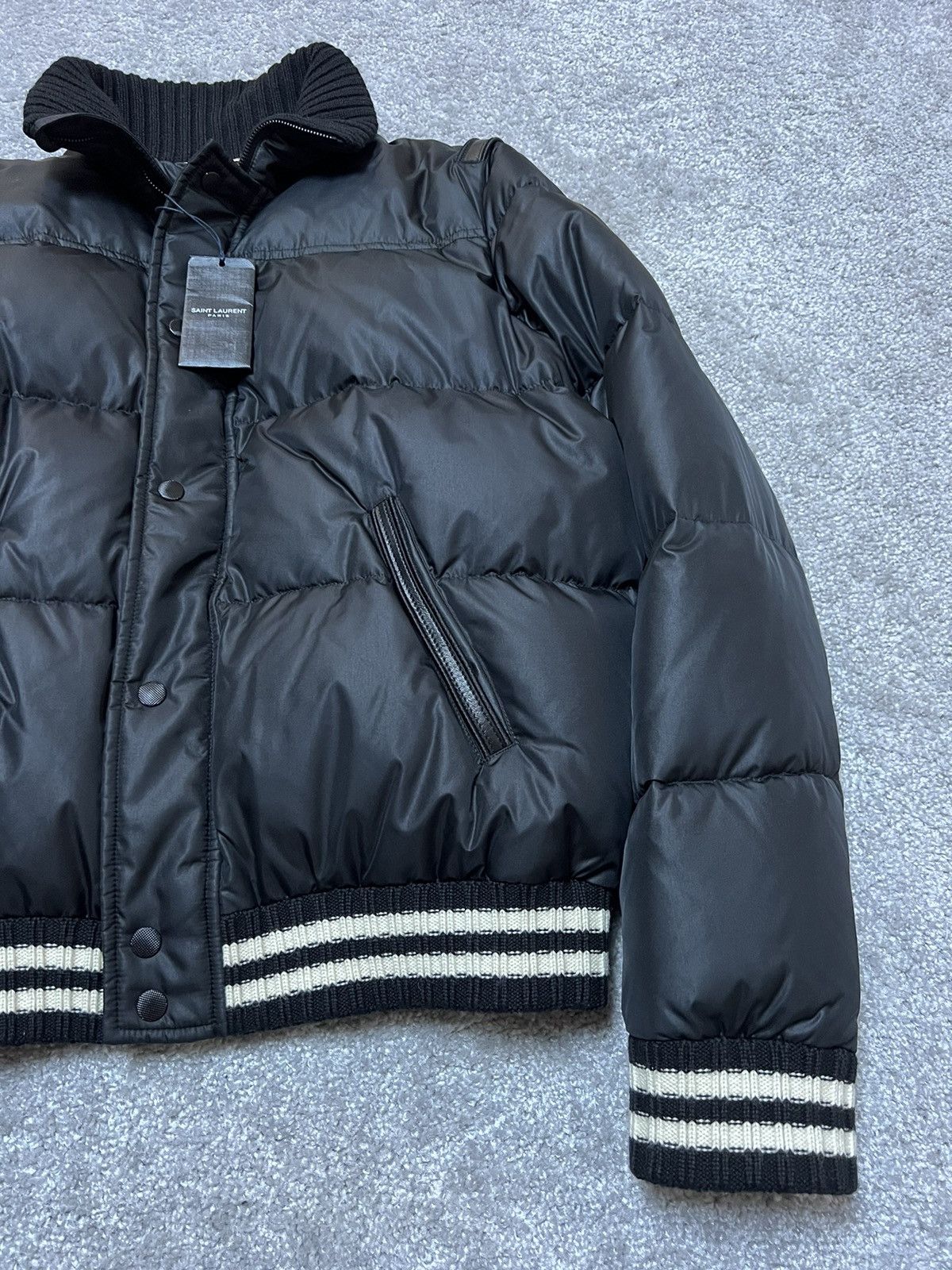 Saint Laurent Paris Saint Laurent Padded Stripe-Trim Puffer Jacket Size US L / EU 52-54 / 3 - 8 Thumbnail