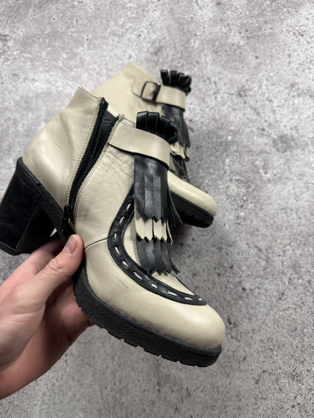 Japanese Brand Vintage Rick Owen’s Style Y2K Leather Fridge Heels Boots 00s Size US 8 / IT 38 - 15 Thumbnail