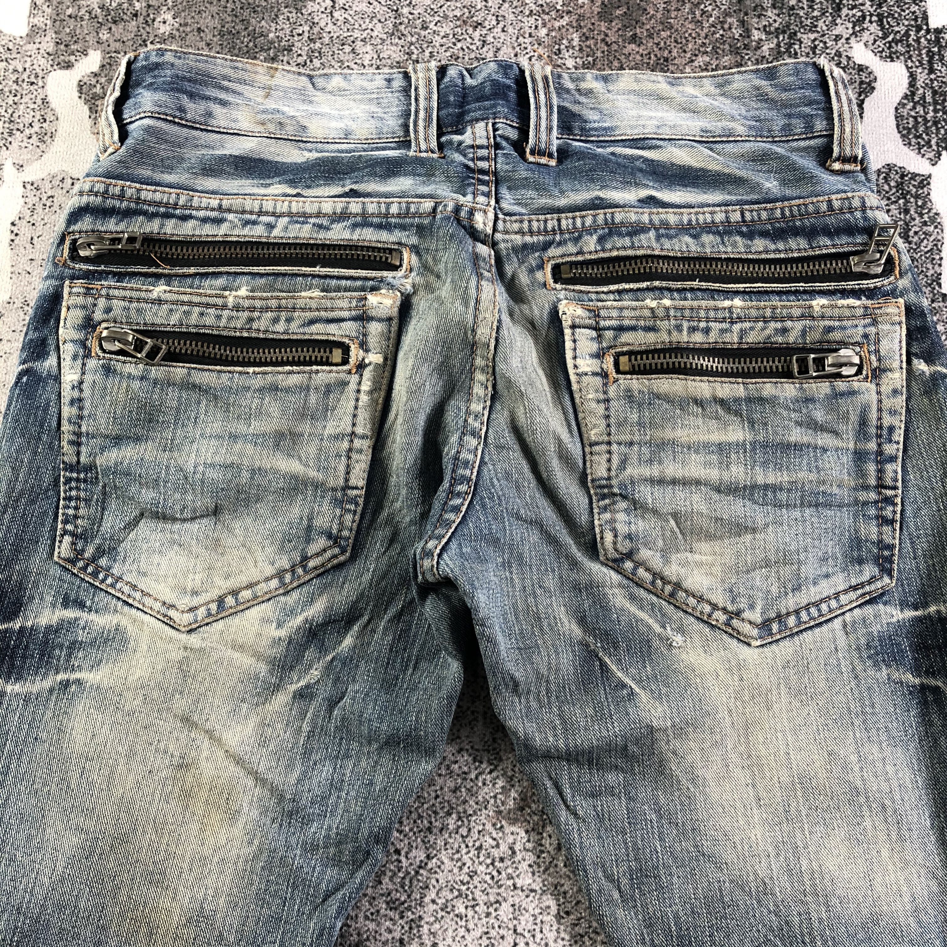 Japanese Brand Root Three Jeans Zipper Pocket Ripped Denim Size US 30 / EU 46 - 4 Thumbnail