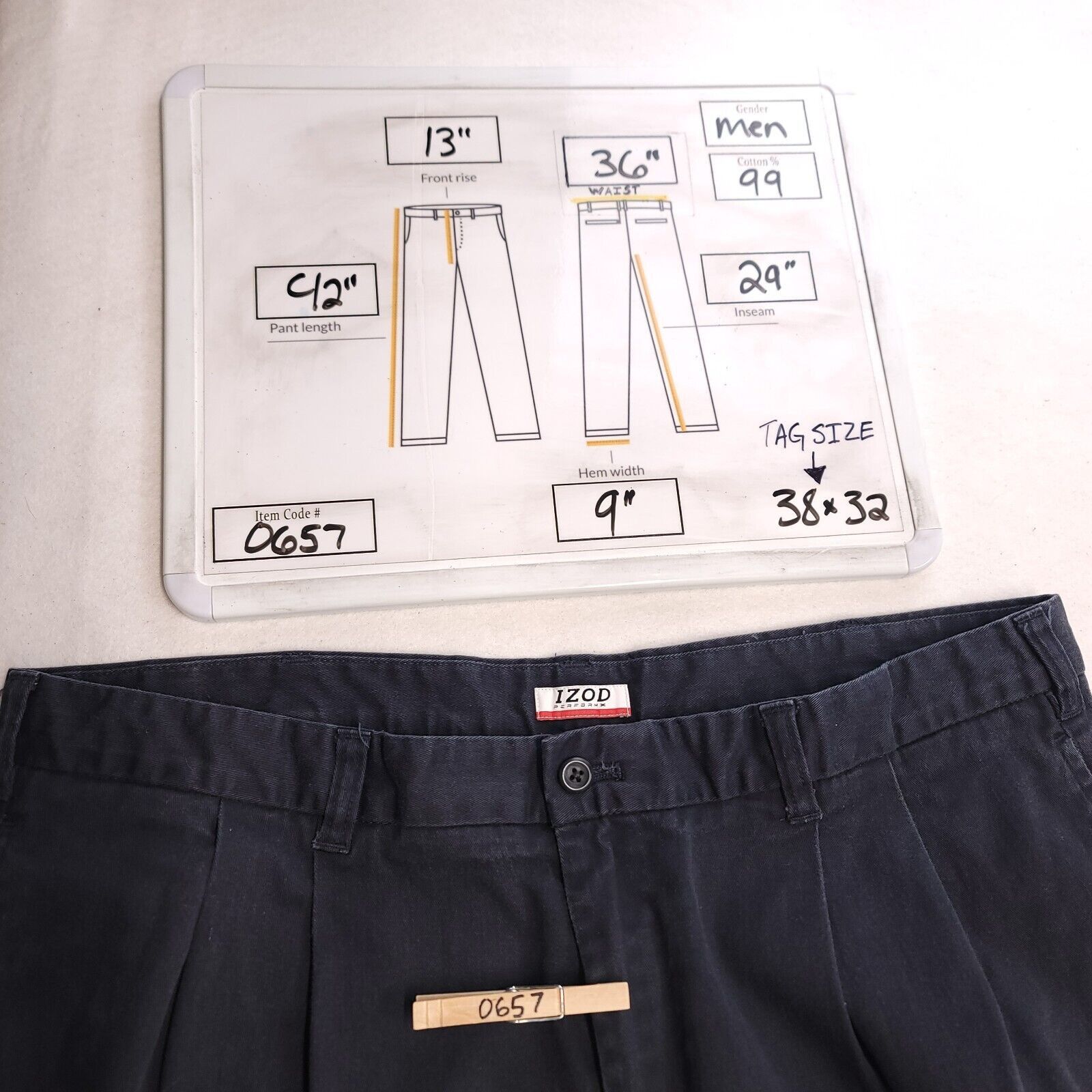 Izod IZOD Performance Casual Chino Pants Men Size 38/32 Reg Black Size US 38 / EU 54 - 8 Thumbnail