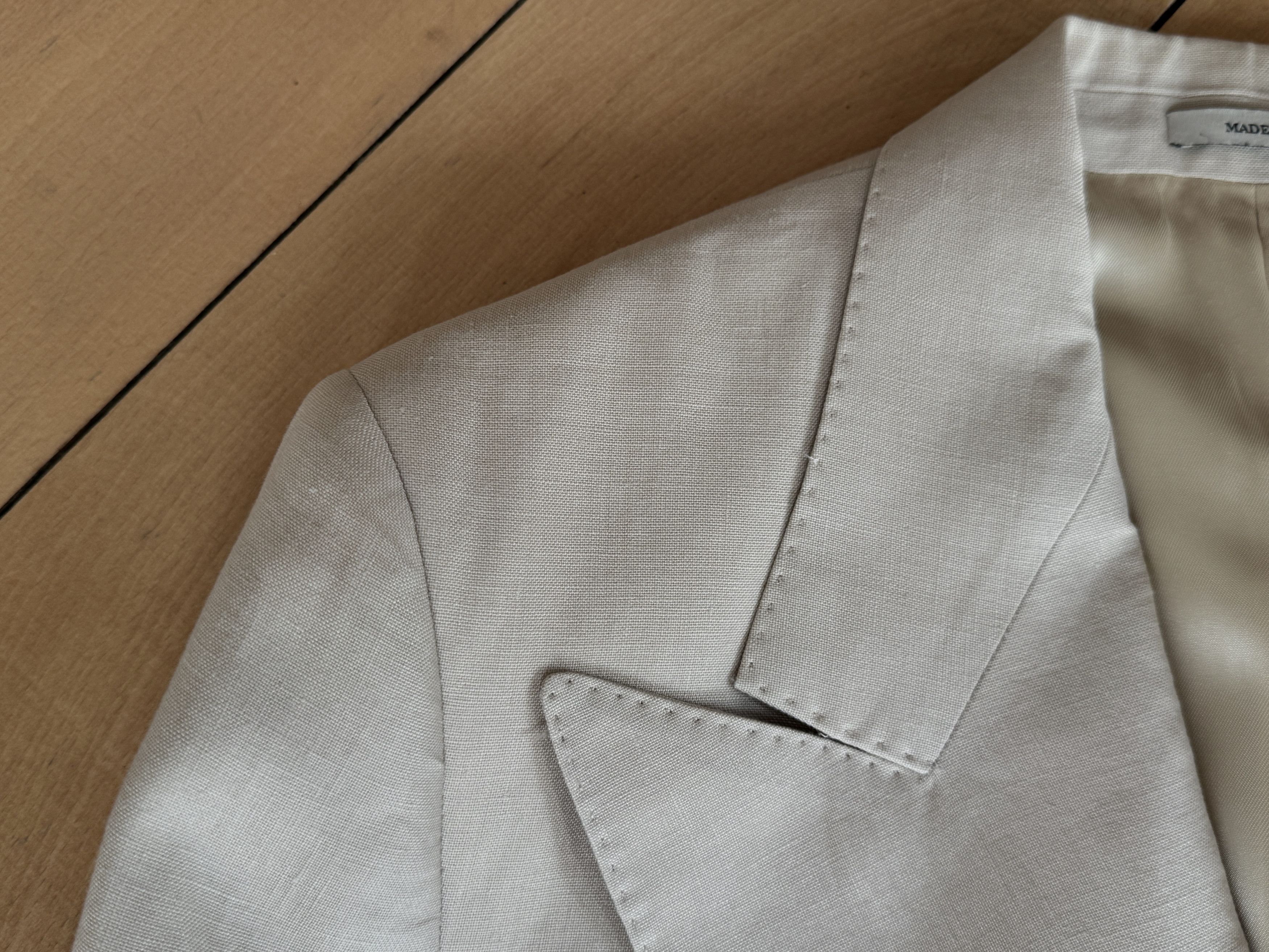 HUSBANDS Husbands Paris - Beige Linen Blazer Double Breasted Size 36R - 4 Thumbnail