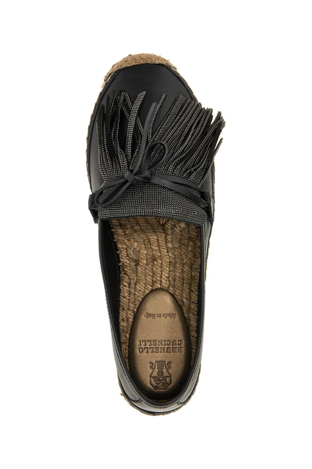 Brunello Cucinelli B. CUCINELLI Fringed Blk Lthr Espadrilles New Auth. Size US 11 / IT 41 - 4 Thumbnail