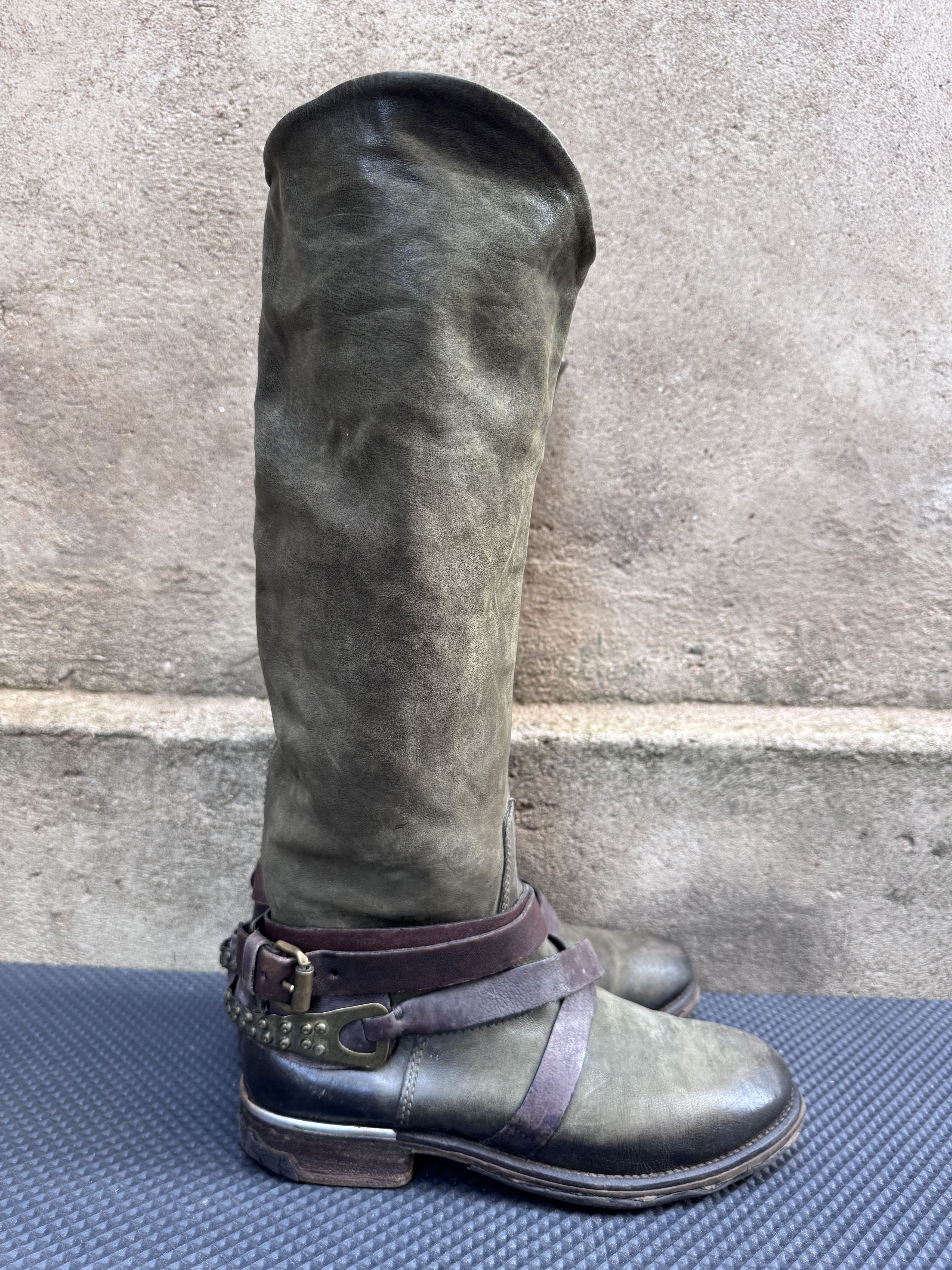 A.S.98 Airstep A.S.98 Combat Buckle Tall High Boots Green Size US 7 / IT 37 - 6 Thumbnail