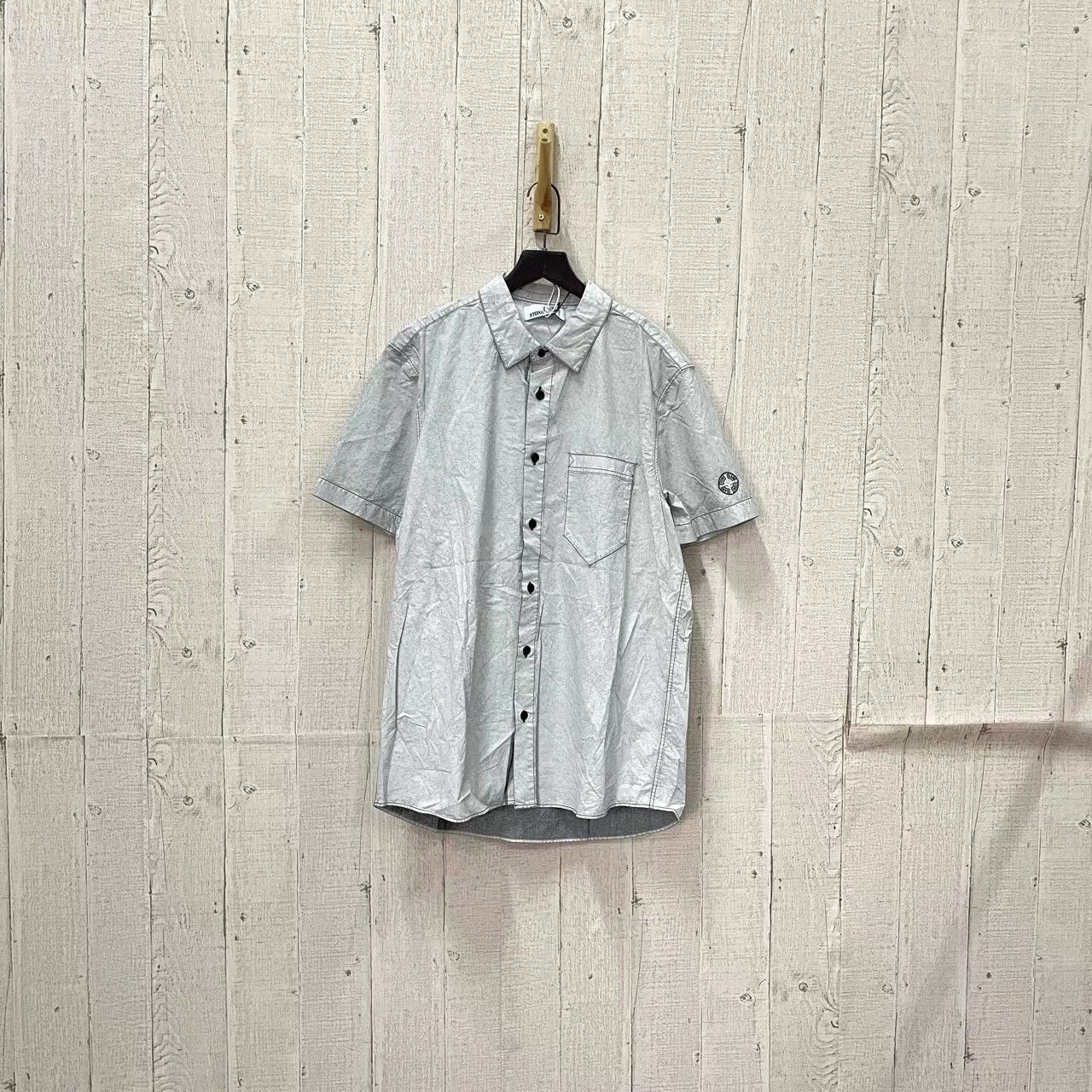 Stone Island Stone Island Grey Short Sleeve Shirt K28 Size US XL / EU 56 / 4 - 1 Thumbnail