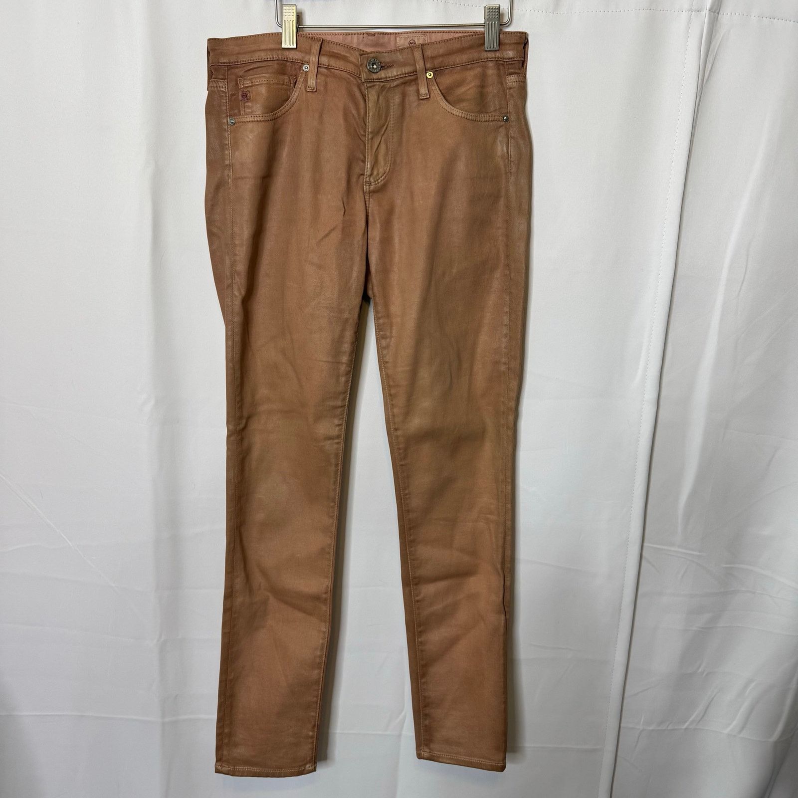 AG Adriano Goldschmied AG Coated Skinny Jeans Brown Legging Ankle 27R Size 27" / US 4 / IT 40 - 2 Thumbnail