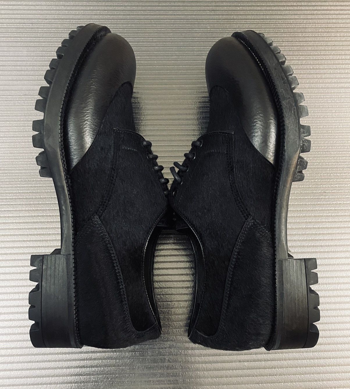 Prada Prada 🇮🇹 Nero NZ Brushed Pony Hair Rubber Dip Toe Derby 9 NEW Size US 8 / EU 41 - 7 Thumbnail
