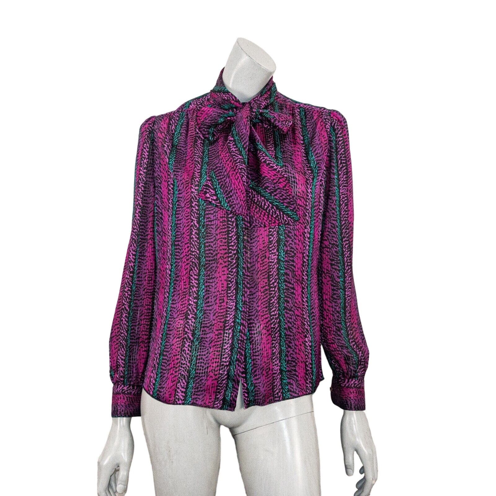 St. John VTG ST. JOHN Women's Tie Neck Blouse in Purple print Size M / US 6-8 / IT 42-44 - 1 Thumbnail