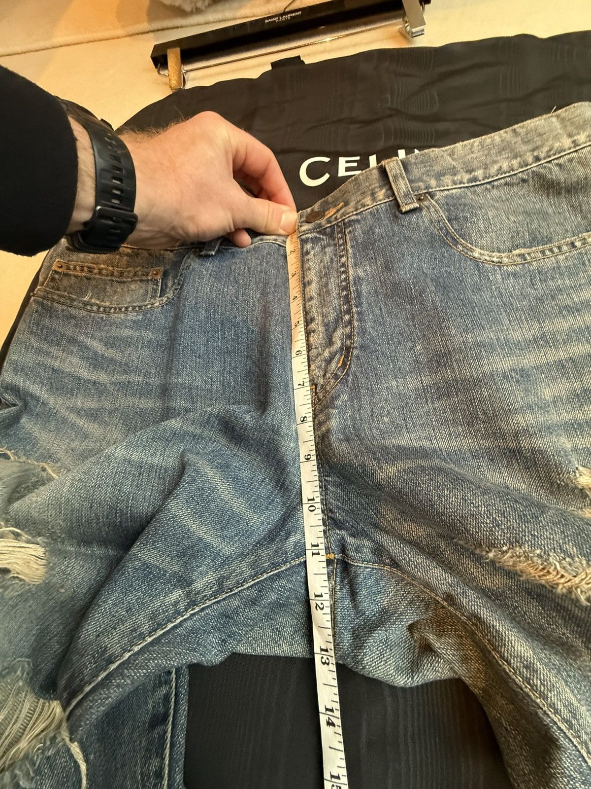 Saint Laurent Paris FW13 Holy Grail Saint Laurent crash Hedi jeans 36 skinny d02 Size US 36 / EU 52 - 11 Thumbnail