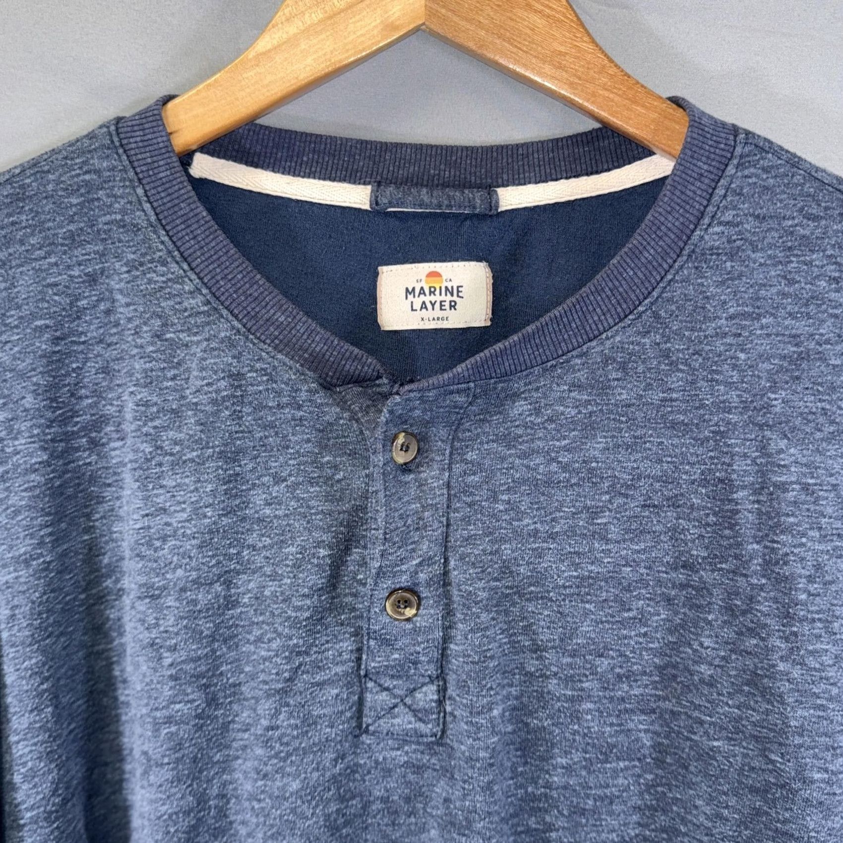 Marine Layer Marine Layer Henley Shirt Mens XL Blue Long Sleeve Lightweight Casual Knit Size US XL / EU 56 / 4 - 3 Thumbnail