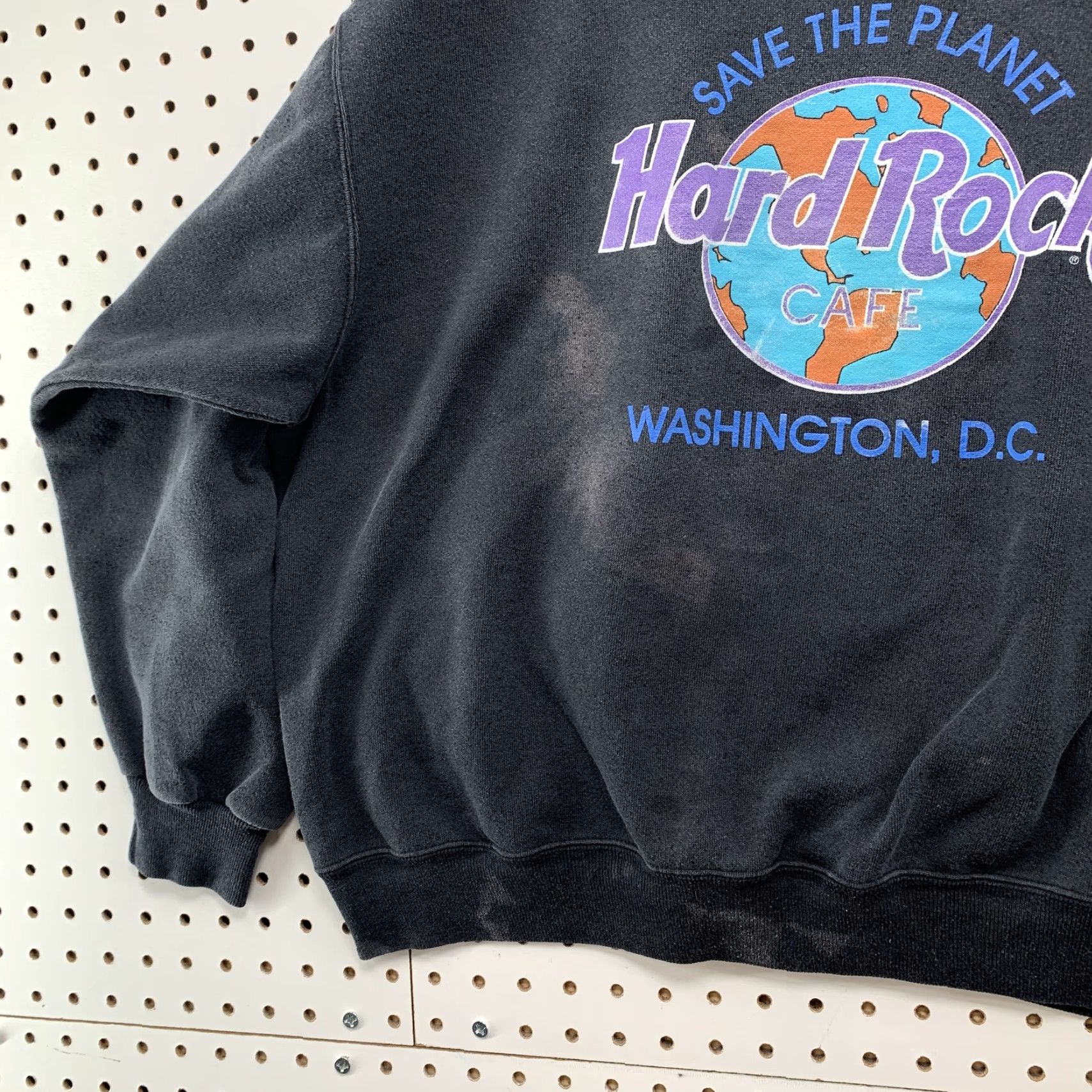Hard Rock Cafe VINTAGE 90s Hard Rock Cafe Sweatshirt Black XL Distressed Graphic Print Mens Size US XL / EU 56 / 4 - 7 Thumbnail