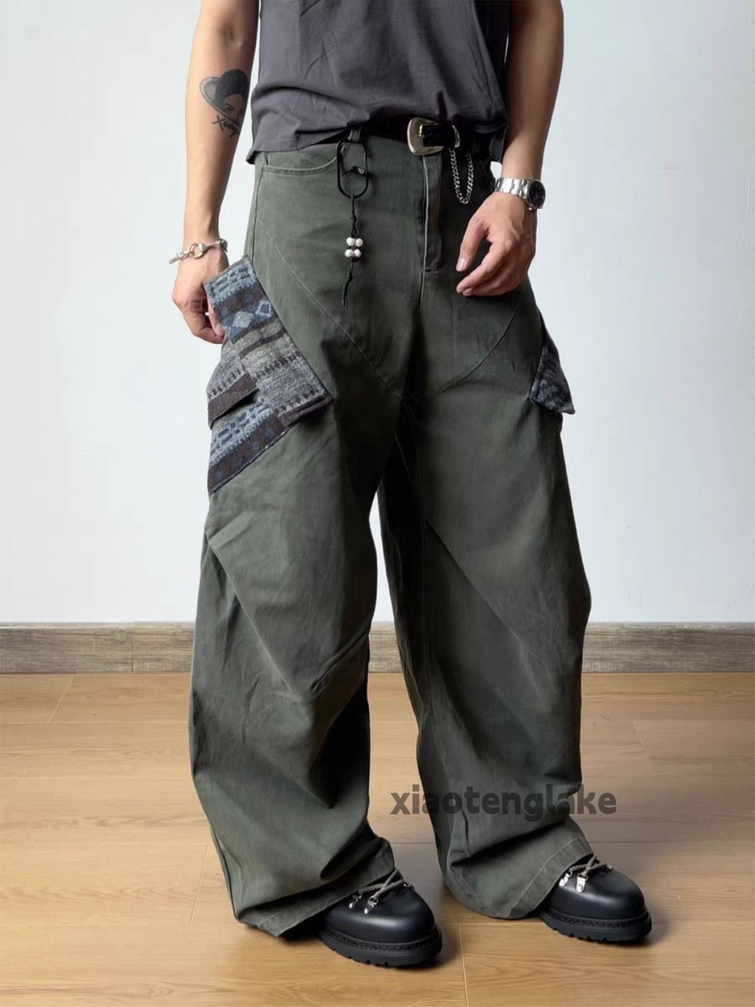 Vintage xz utility skate hiphop loose baggy pleated cargo pants Size US 32 / EU 48 - 2 Thumbnail