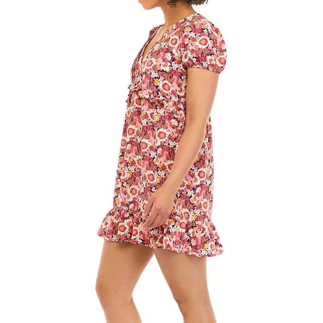 Other As U Wish Juniors' Puff Sleeve Floral Ruffled Dress MED NWT. Size M / US 6-8 / IT 42-44 - 4 Thumbnail