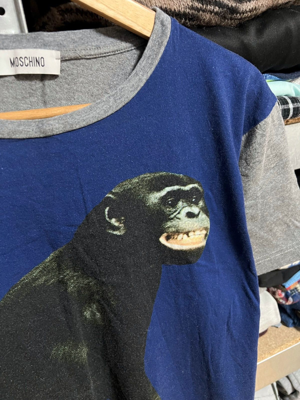 Moschino Men’s Moschino Cotton T-Shirt with Monkey Logo Print Size 52 Size US L / EU 52-54 / 3 - 4 Thumbnail