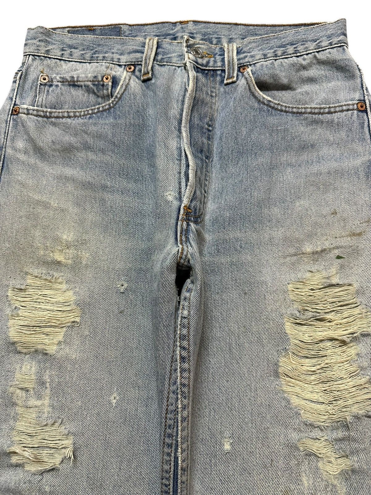 Levi's Vintage 80s Levis 501 Blue Wash Distressed Style Loose Jeans Size US 30 / EU 46 - 3 Thumbnail