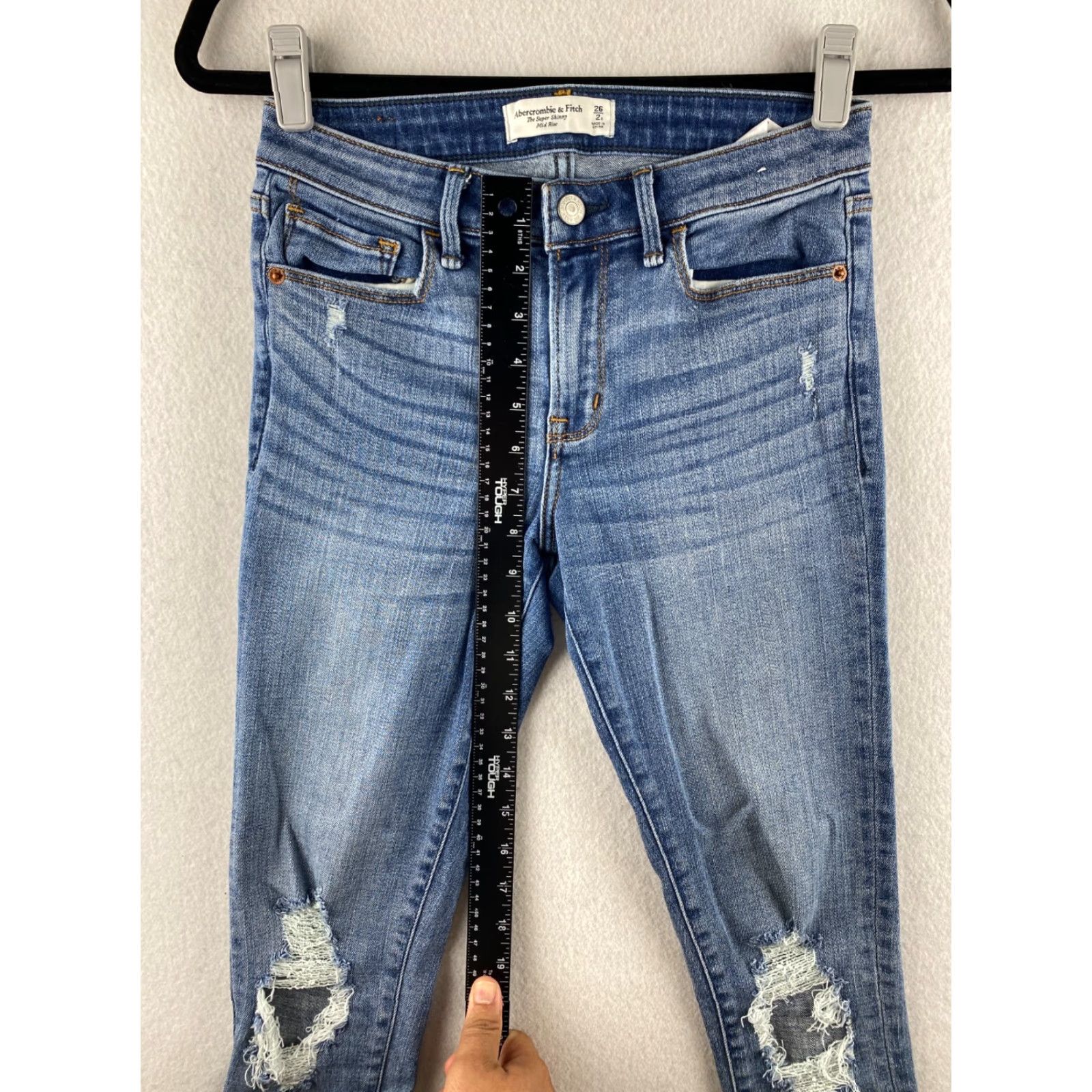 Abercrombie & Fitch Abercrombie & Fitch Women's Jeans Skinny Denim Distressed 26 Stretch 5-Pocket Blue Mid Rise Regular Size 26" / US 2 / IT 38 - 4 Thumbnail