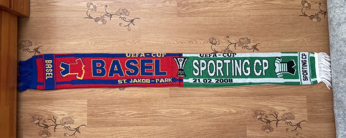 Vintage Sporting CP vs Basel UEFA Cup 2008 Football soccer scarf Size ONE SIZE - 3 Thumbnail