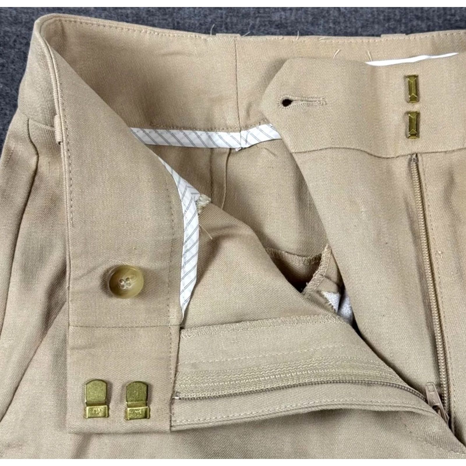 Veronica Beard Veronica Beard Pants Womens 4 Beige Linen Blend Snap Hem Buttons Straight Leg - Best Quality Size 27" / US 4 / IT 40 - 5 Thumbnail
