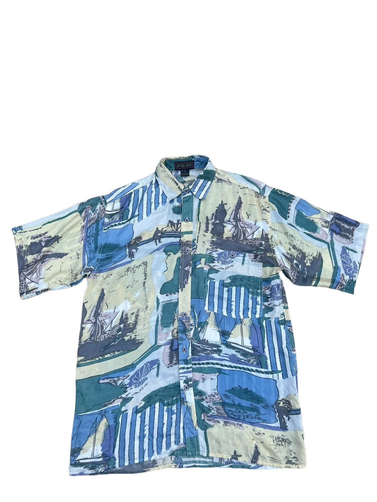 Vintage RARE! Vintage 90s PURE 100% Silk Oversized Hawaiian Shirt Size US M / EU 48-50 / 2 - 1 Thumbnail