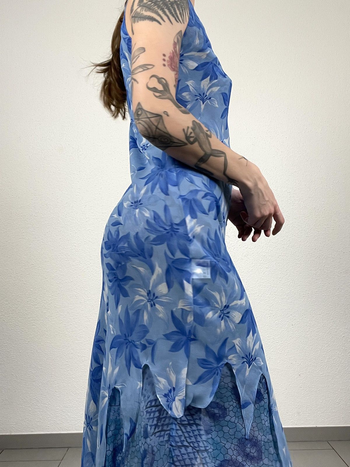 Vintage Vintage Y2K Reversible Asymmetrical Blue Midi Dress Size S / US 4 / IT 40 - 3 Thumbnail