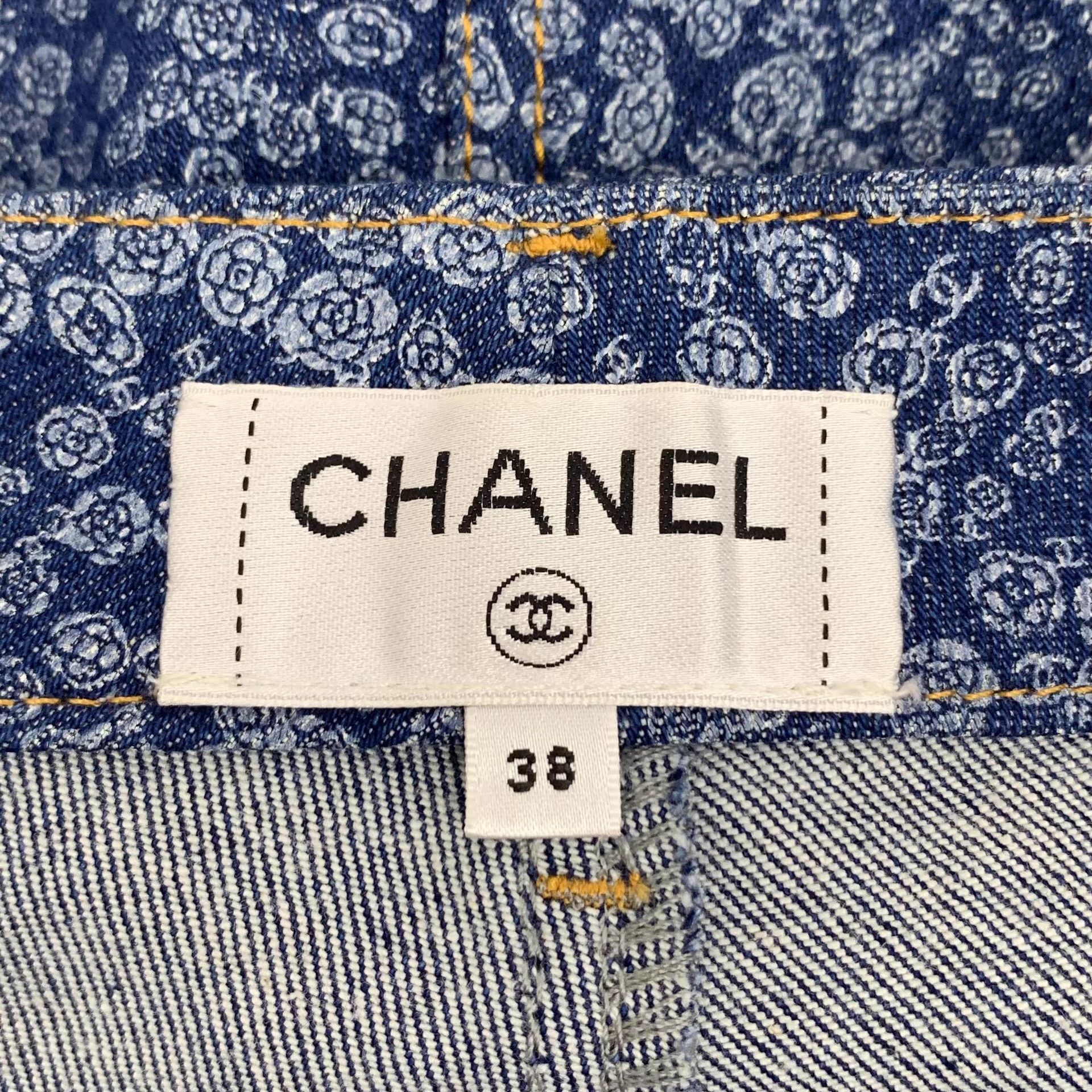 Chanel KW0845 Chanel Blue Camellia Print Cotton Casual Trousers Size 26" / US 2 / IT 38 - 8 Thumbnail