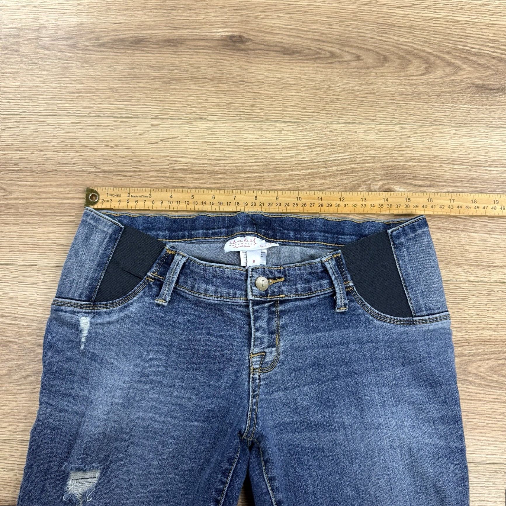 Denime Isabel Maternity Jeans Skinny Denim Distressed Raw Blue 28" Inseam Size 6 Womens Jegging Size 28" / US 6 / IT 42 - 4 Thumbnail