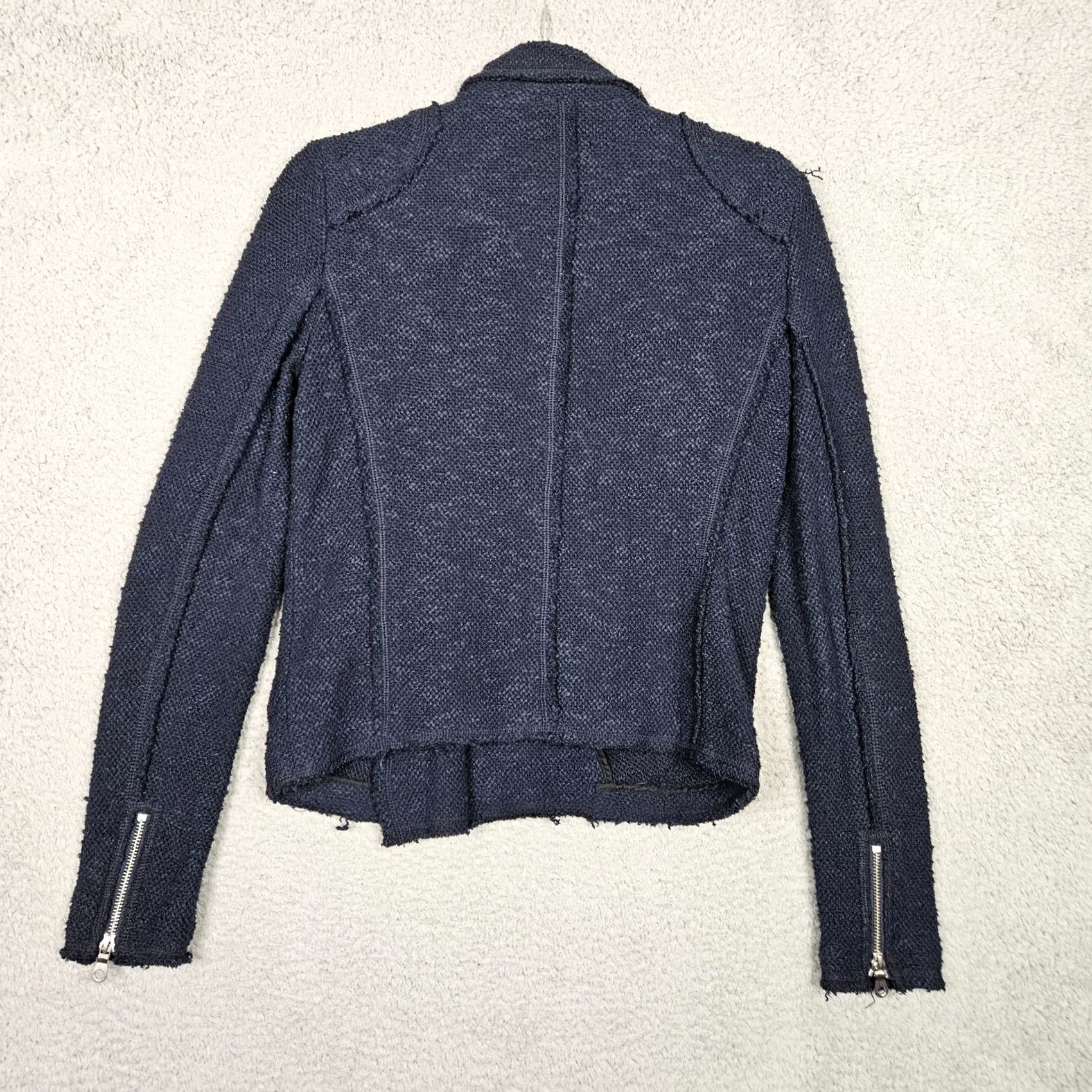 Rebecca Taylor Rebecca Taylor Navy blue Tweed Fringe TRIM Long Sleeve Jacket Size 4 Women Casual Size S / US 4 / IT 40 - 6 Thumbnail