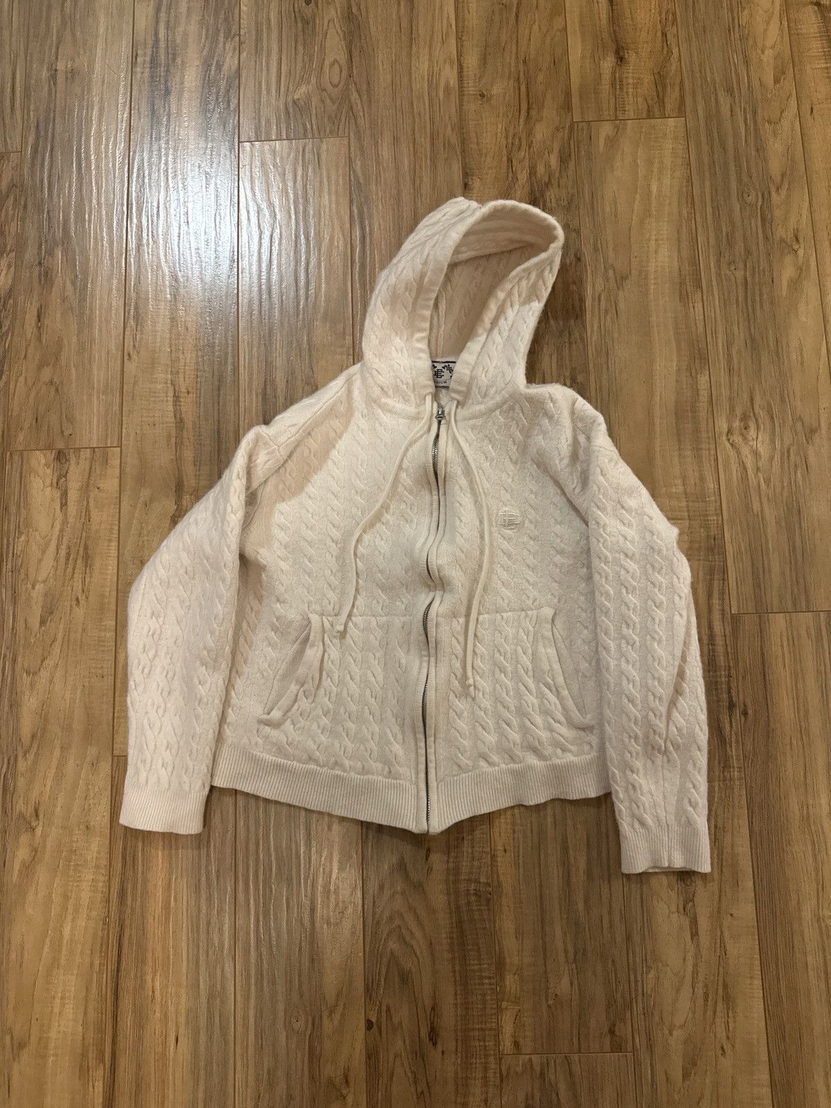 Eric Emanuel Eric Emanuel cable knit zip up hoodie IVORY Size US M / EU 48-50 / 2 - 1 Thumbnail