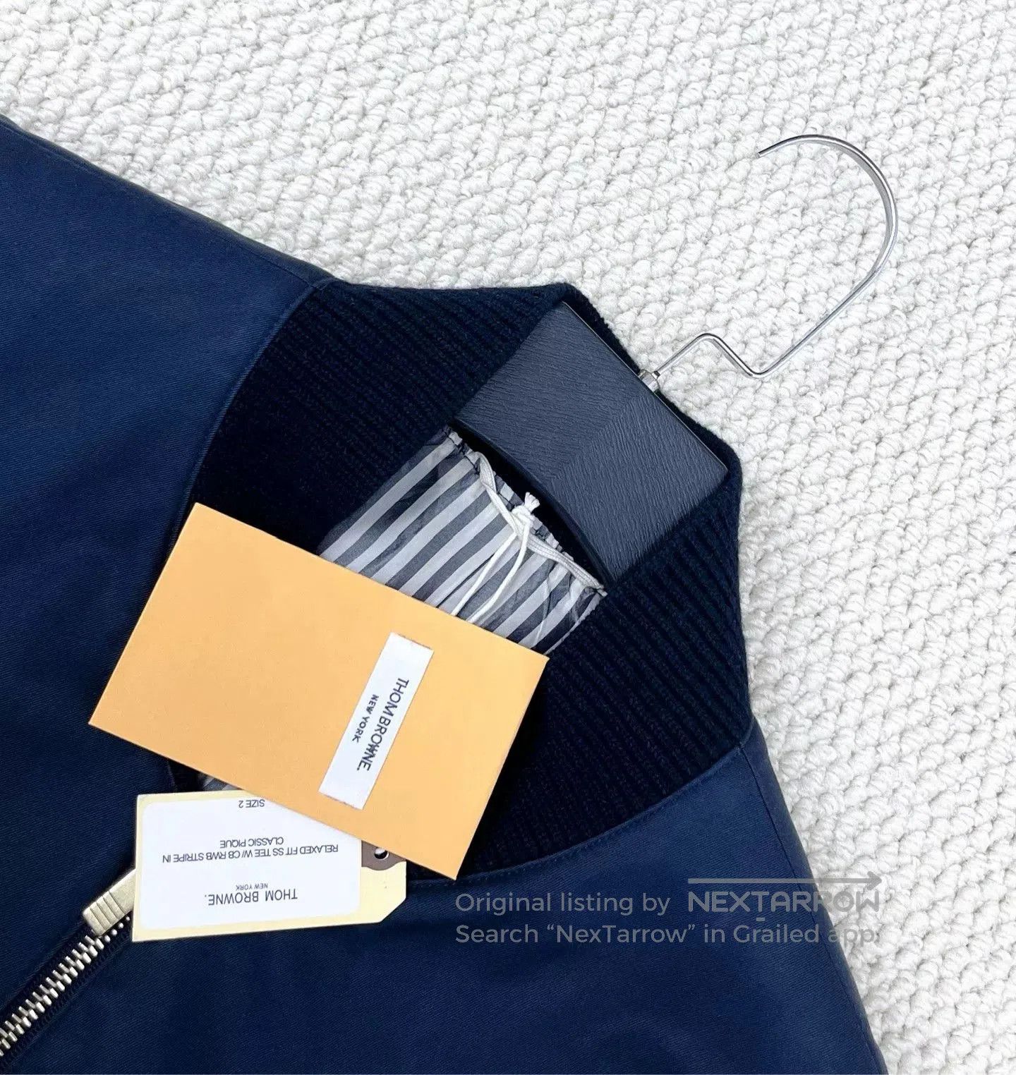 Thom Browne Thom Browne Navy Short Baseball Jacket. Size US M / EU 48-50 / 2 - 3 Thumbnail