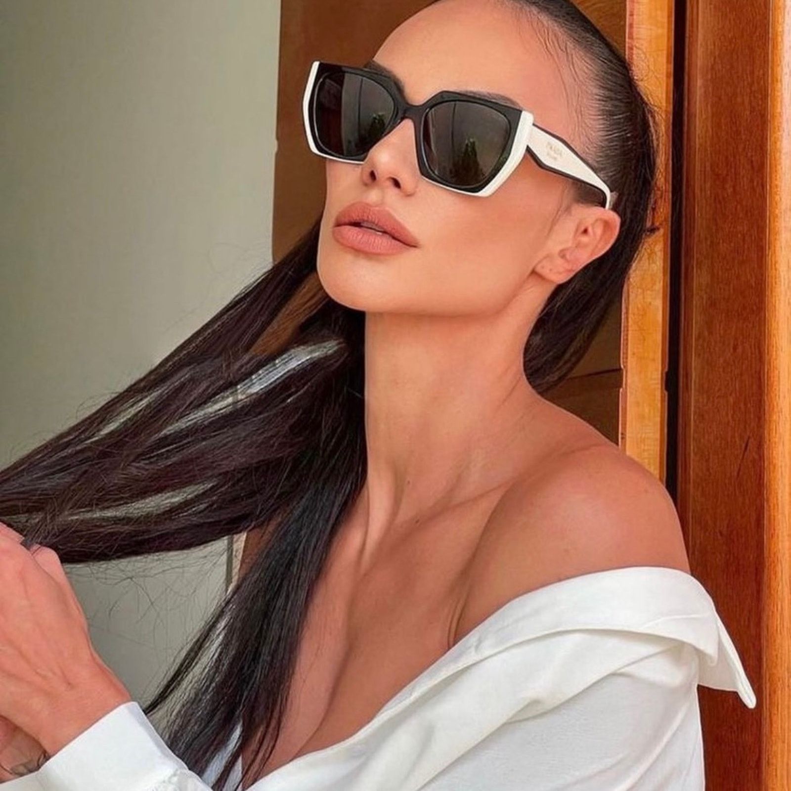 Prada NEW Prada PR15WS Squared Cat Eye Sunglasses in Black