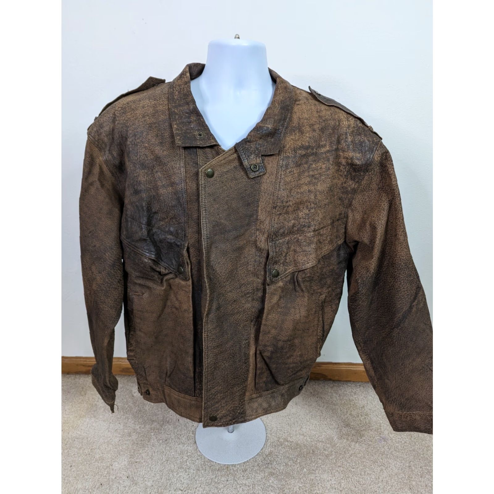 Vintage VINTAGE Brown Leather Bomber Jacket Coat Mens XL Flight 90s Aviator Size US XL / EU 56 / 4 - 2 Thumbnail