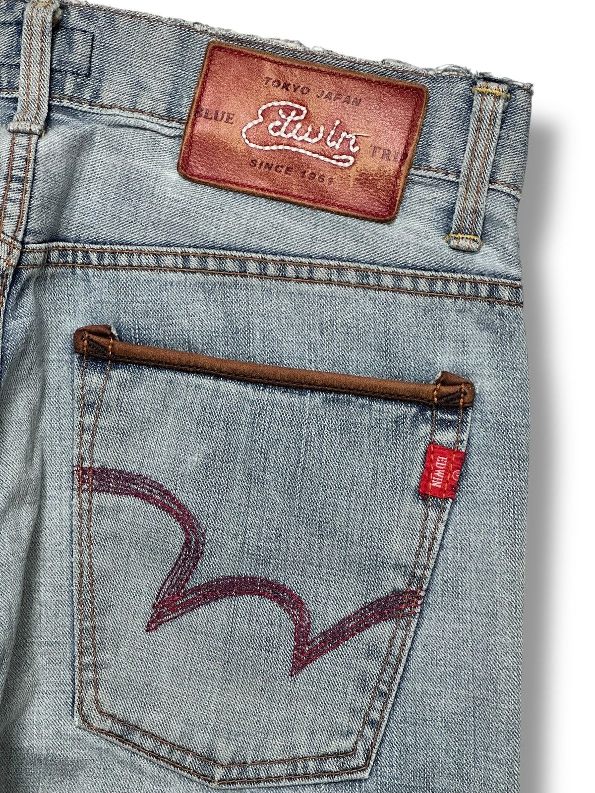 Edwin EDWIN BTJ03 Straight Leg Distressed Japan Denim Faded Wash Size US 34 / EU 50 - 8 Thumbnail