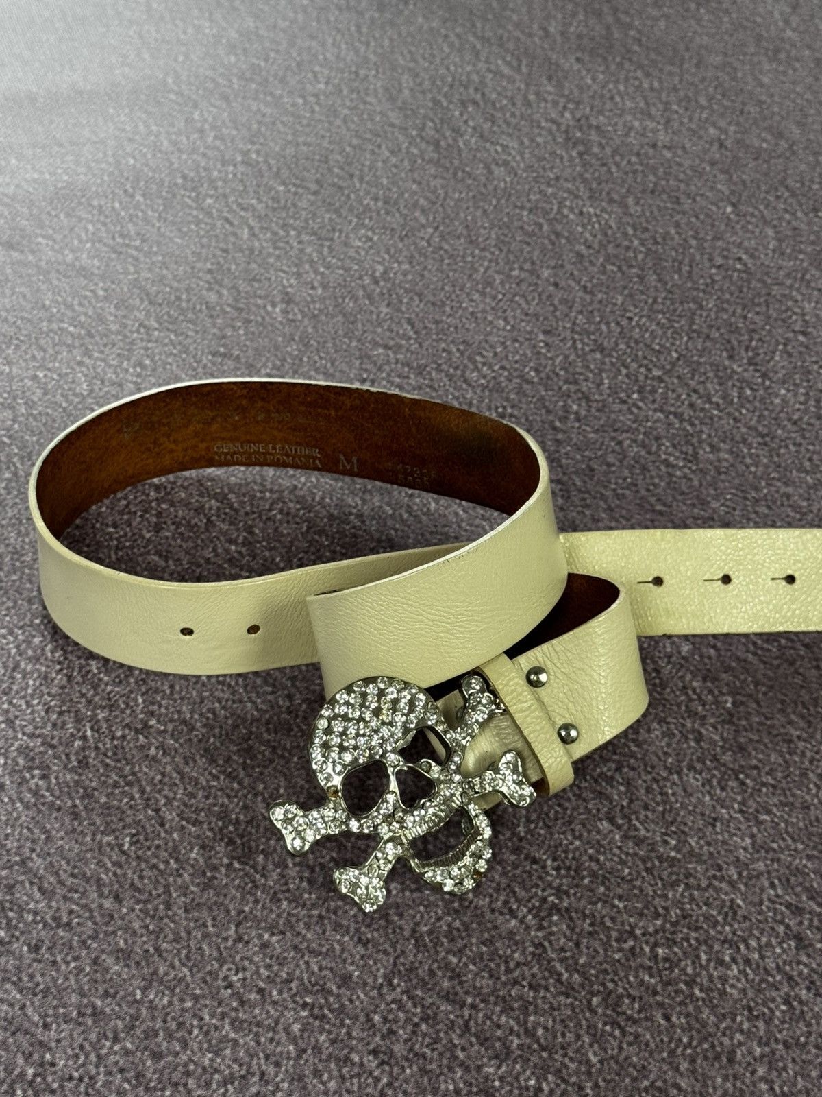 Other Y2k Drip Skeleton Skull Rhinestones Leather Avant Garde Belt Size ONE SIZE - 2 Thumbnail