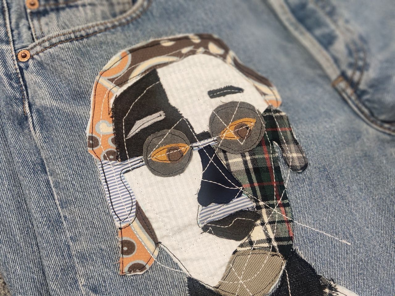 Levi's Vintage 90's Levis 501 Sashiko Patchwork Face Jeans watanabe Size US 33 - 18 Thumbnail