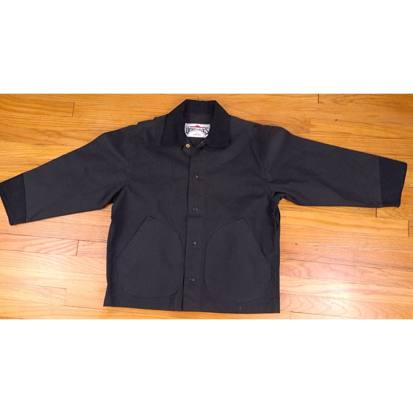 Denime VINTAGE Deuces And Jacks Black Heavy Denim Full Button Bomber Jacket L Mens Dinosaur? Size US L / EU 52-54 / 3 - 2 Thumbnail