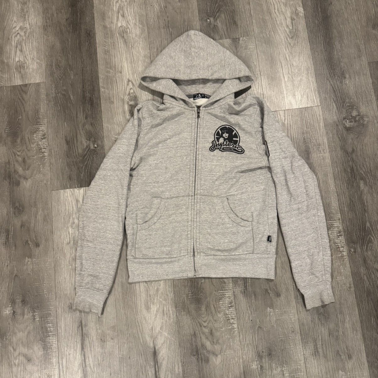 Grey Heather Hysteric Glamour Rocket Number 9 zip-up hoodie