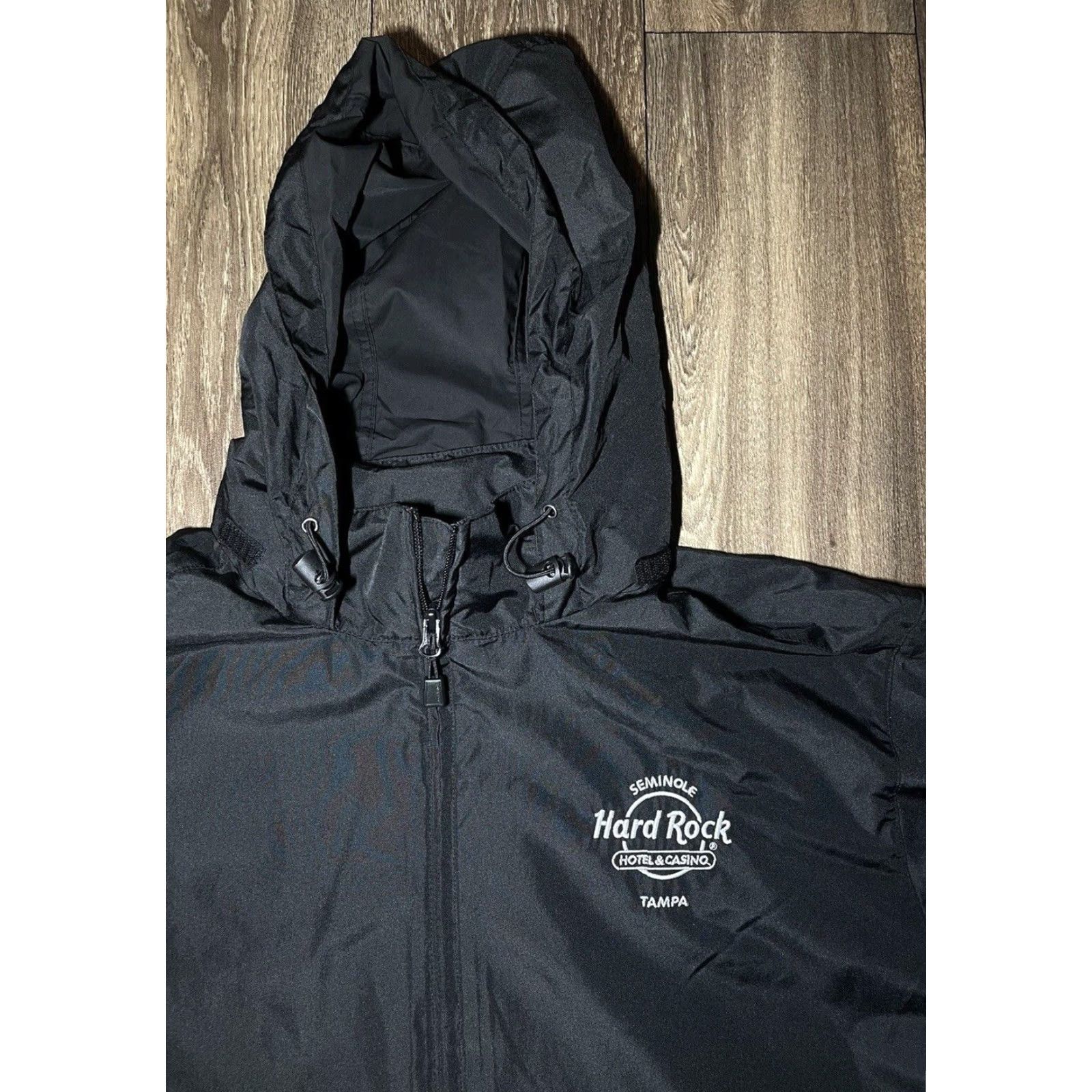 Hard Rock Cafe Hard Rock Cafe Tampa Florida Casino Hotel Hooded Windbreaker Jacket Black Large Mens Jacket Size US L / EU 52-54 / 3 - 5 Thumbnail
