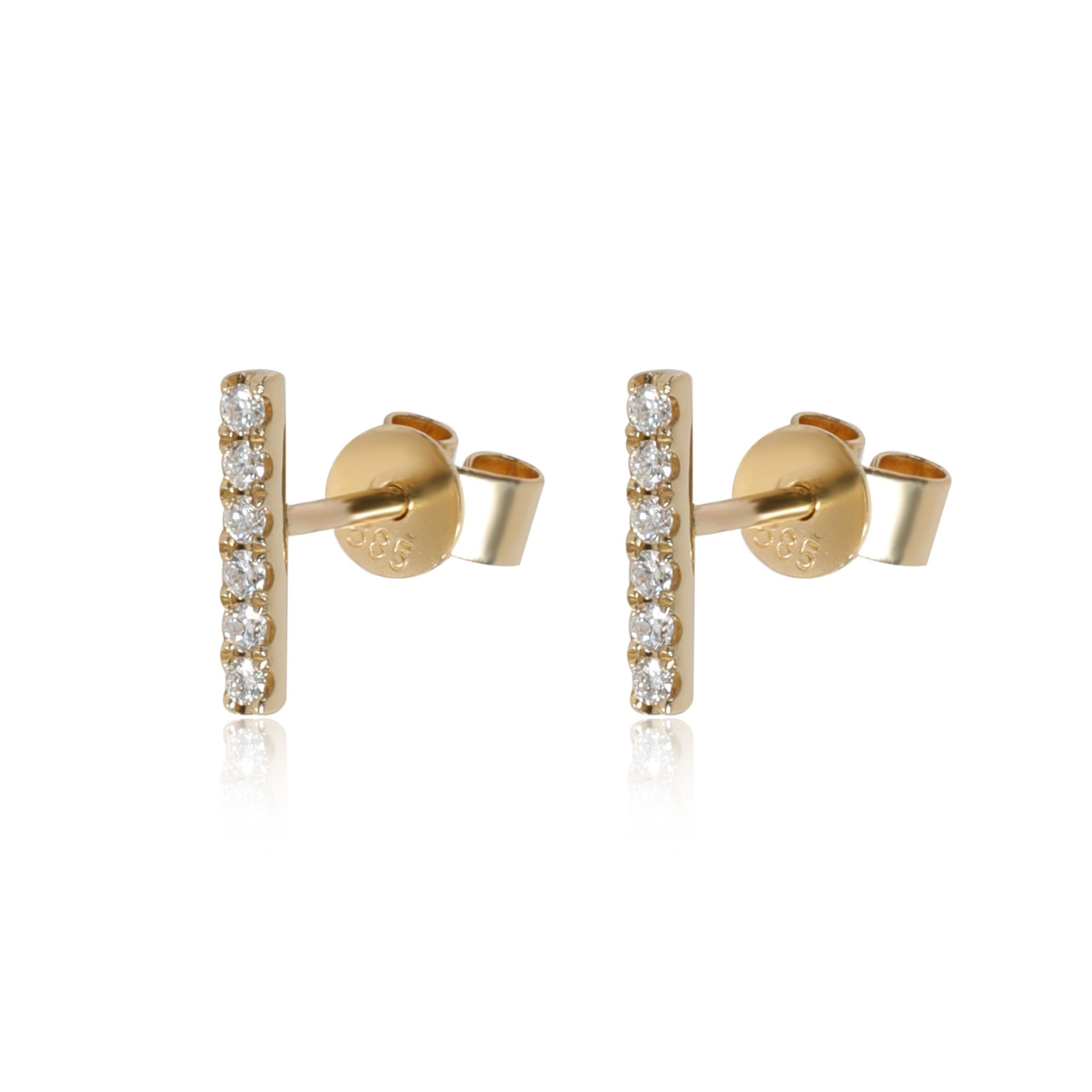 image of Diamond Bar Earrings In 14K Yellow Gold 0.09 Ctw, Women's