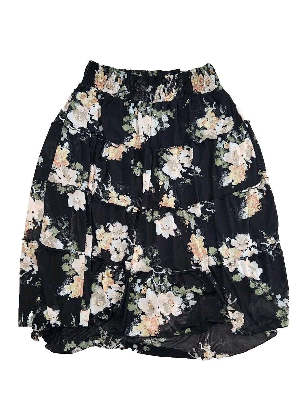 Designer American Rag Cie Maxi Skirt 2x Plus Size Lined Black Floral Size 42" / US 20 - 1 Thumbnail