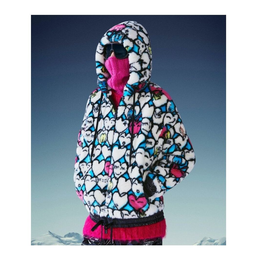 Moncler Grenoble Moncler Grenoble Heart Print Faux Fur Hoodie Jacket Large Size L / US 10 / IT 46 - 3 Thumbnail