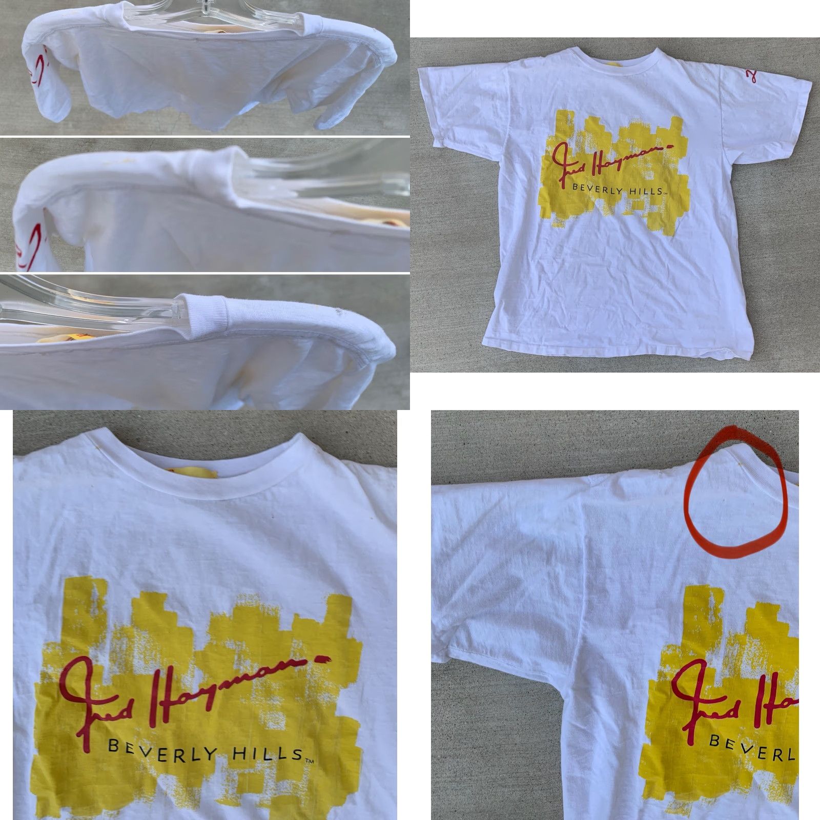 FRED VINTAGE Fred Hayman Beverly Hills T-Shirt One Size White 80s California Graphic Print Single Stitch Mens Womens Unisex Adults Size US M / EU 48-50 / 2 - 9 Thumbnail