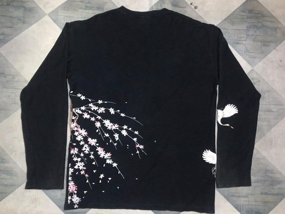 Other Embroidered Sakura Japanese Classic Script Longsleeve Size US L / EU 52-54 / 3 - 4 Thumbnail