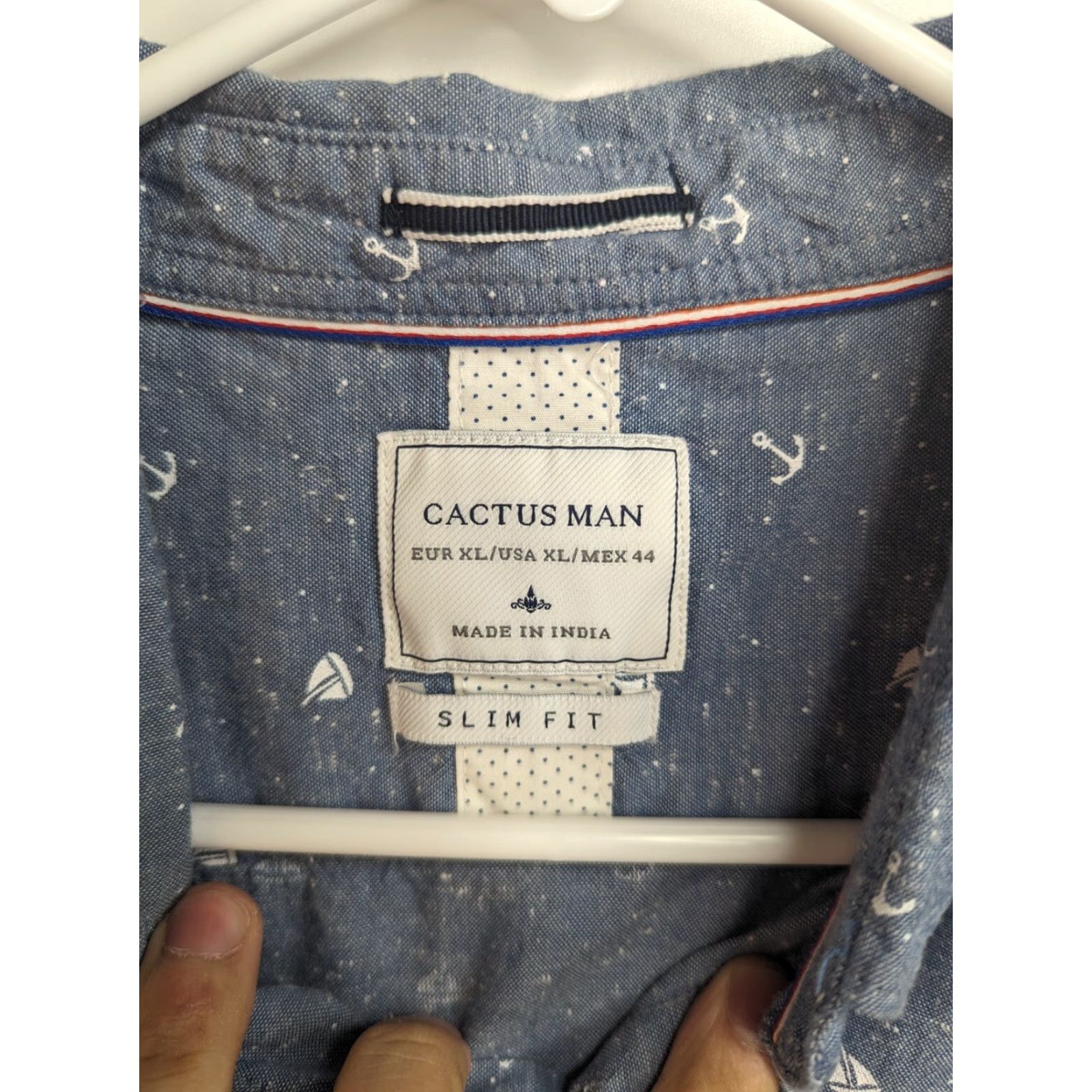 Vintage Cactus Shirt Slim Fit Men XL Short Sleeve Button Down Collared 100% Cotton Blue Logo Pockets Size US XL / EU 56 / 4 - 5 Thumbnail
