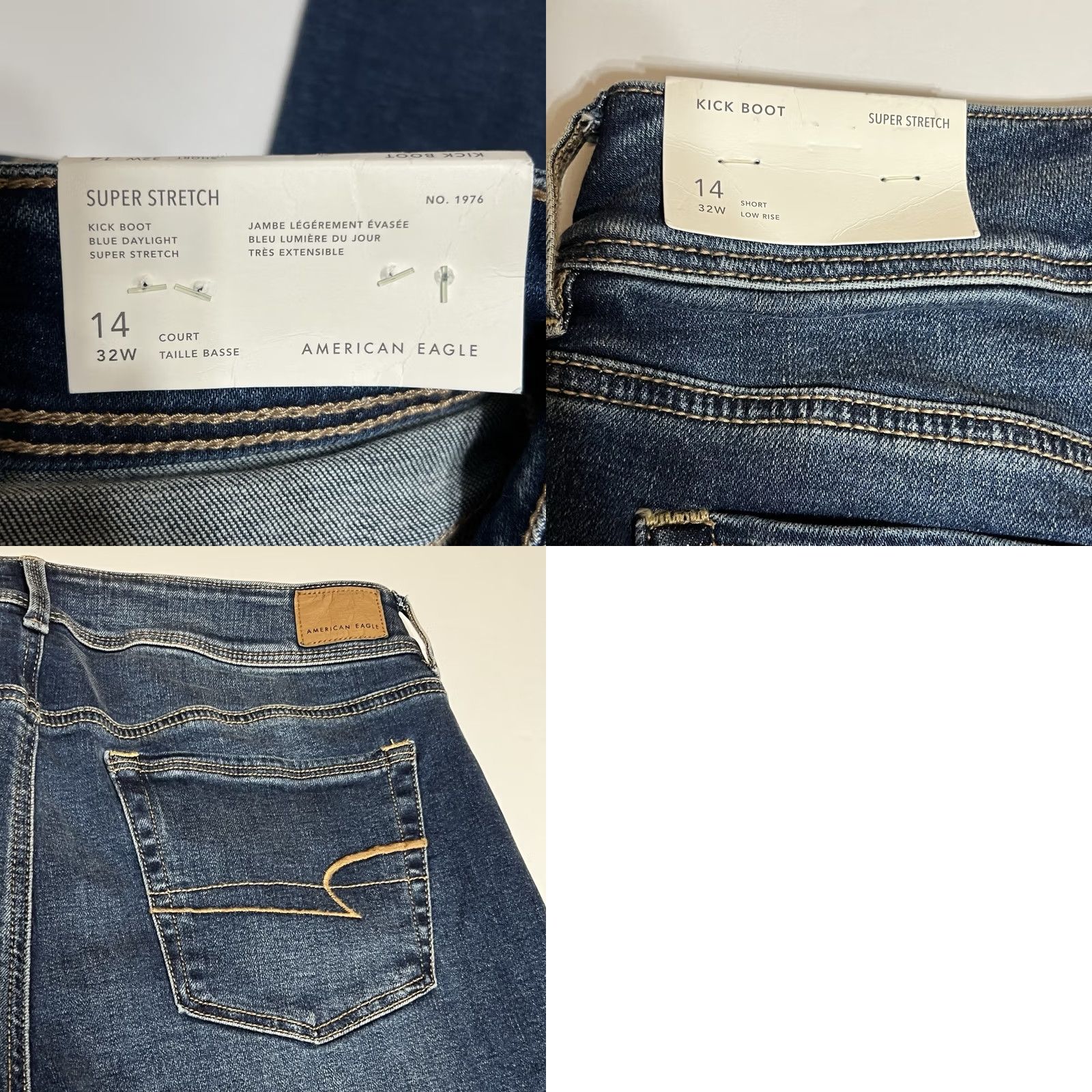 American Eagle Outfitters American Eagle Jeans Womens 14 Short Bootcut 5-Pocket Denim Blue Super Stretch Regular Rise Mid Size 36" / US 14 / IT 50 - 9 Thumbnail