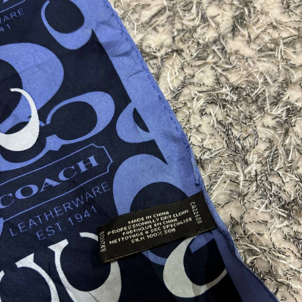 Coach Coach Signature C Silk Scarf Navy Blue Monogram Size ONE SIZE - 5 Thumbnail