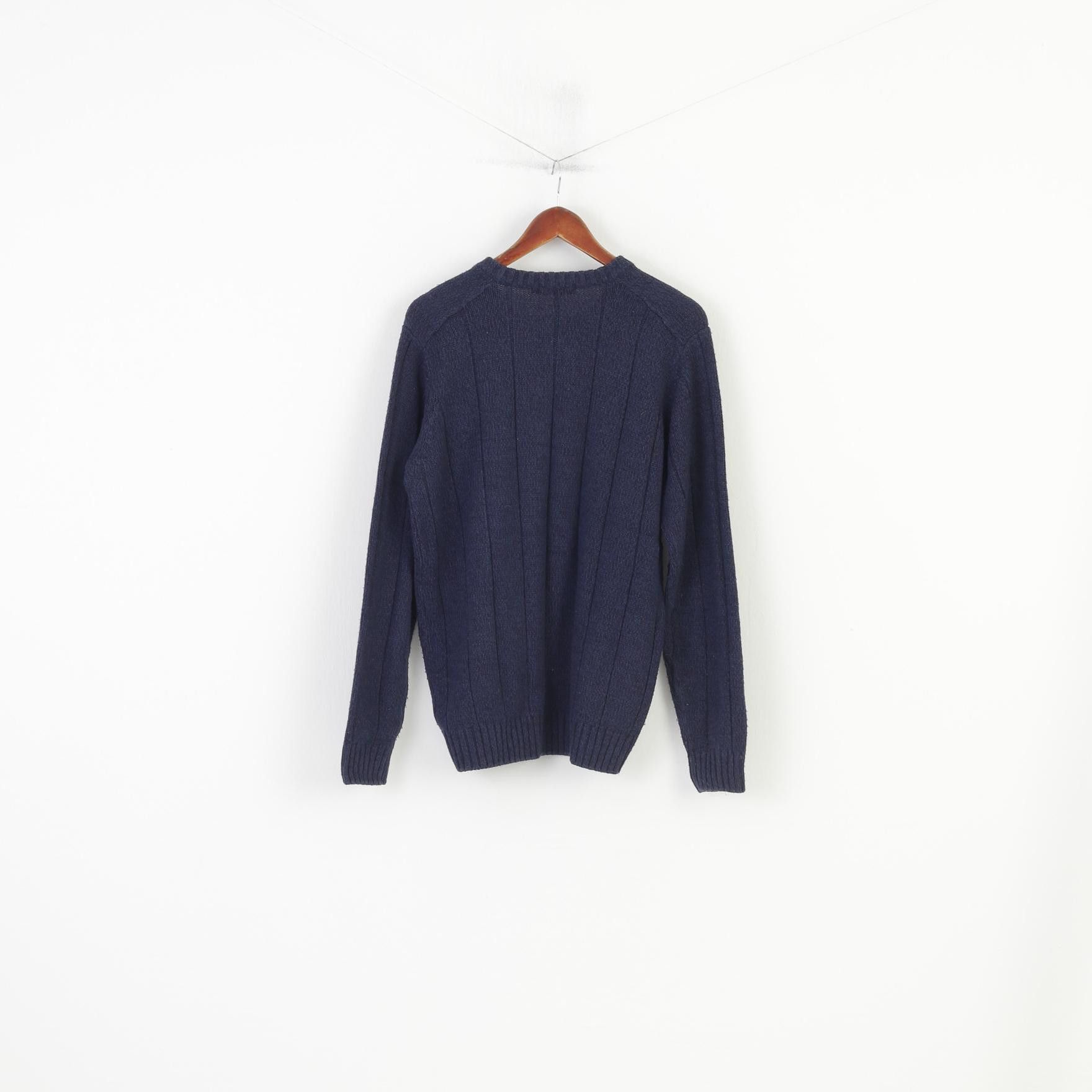 Vintage James Pringle Men M Jumper V Neck Navy 3372 Size US M / EU 48-50 / 2 - 6 Thumbnail