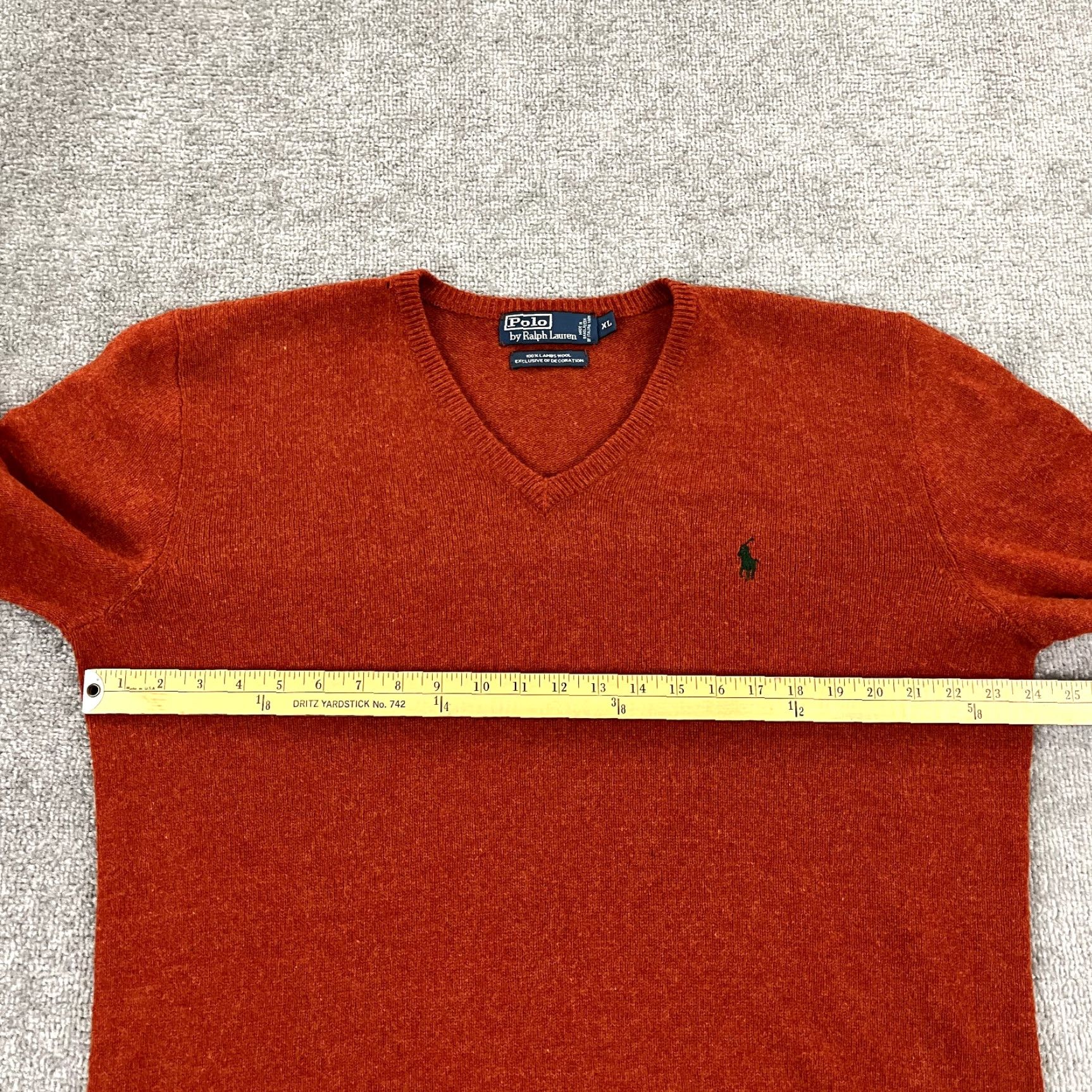 Polo Ralph Lauren Polo Ralph Lauren Sweater Men's XL Lambswool Burnt Orange V-Neck Pullover Size US XL / EU 56 / 4 - 6 Thumbnail
